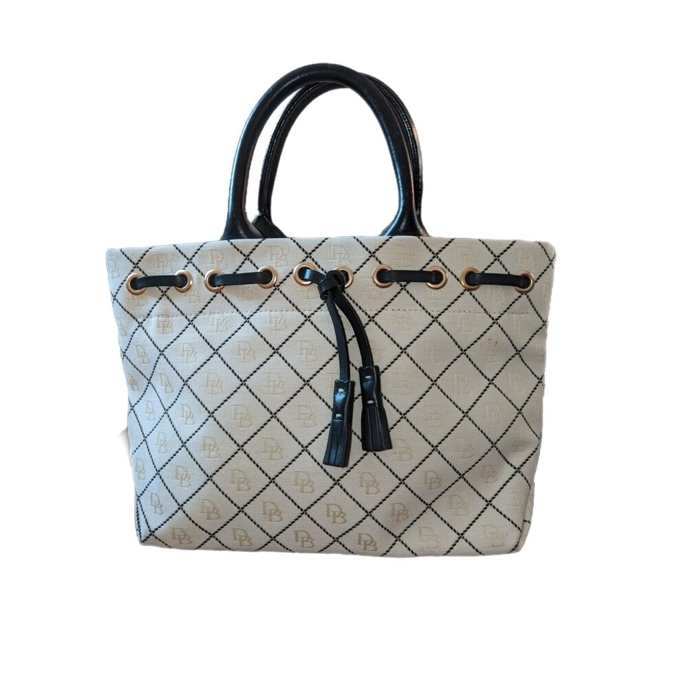 Dooney & Bourke Signature Tulip Small Bag Charm Tassel Tot Purse Handbag Cream